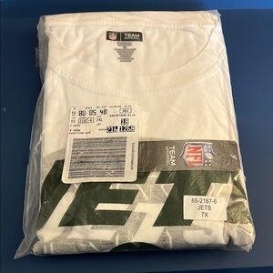 NFL Team Apparel White and Green Jets T-Shirt 7XL